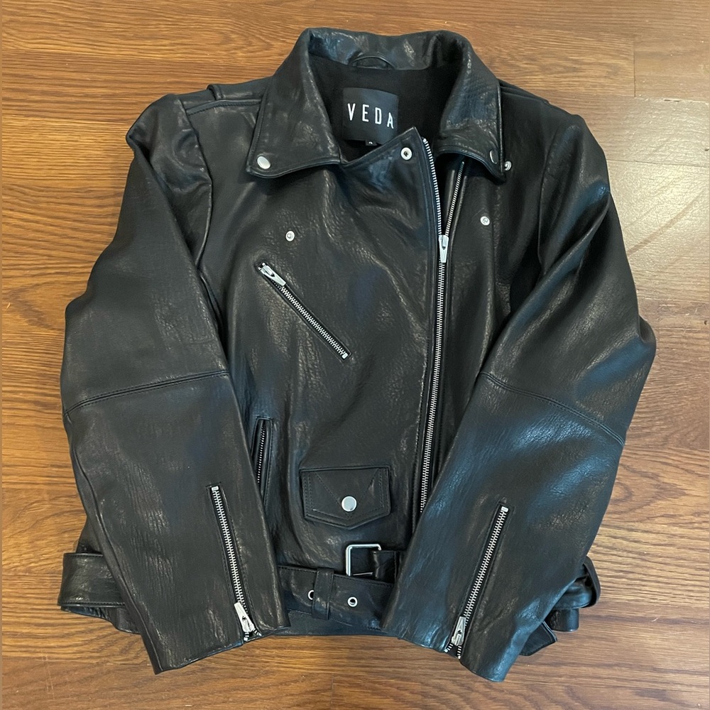 VEDA ‘Jayne’ MSRP $1,200 Luxury 💯 Lamb Leather Biker Jacket. Size 4 - Medium 🔥 - Picture 8 of 8